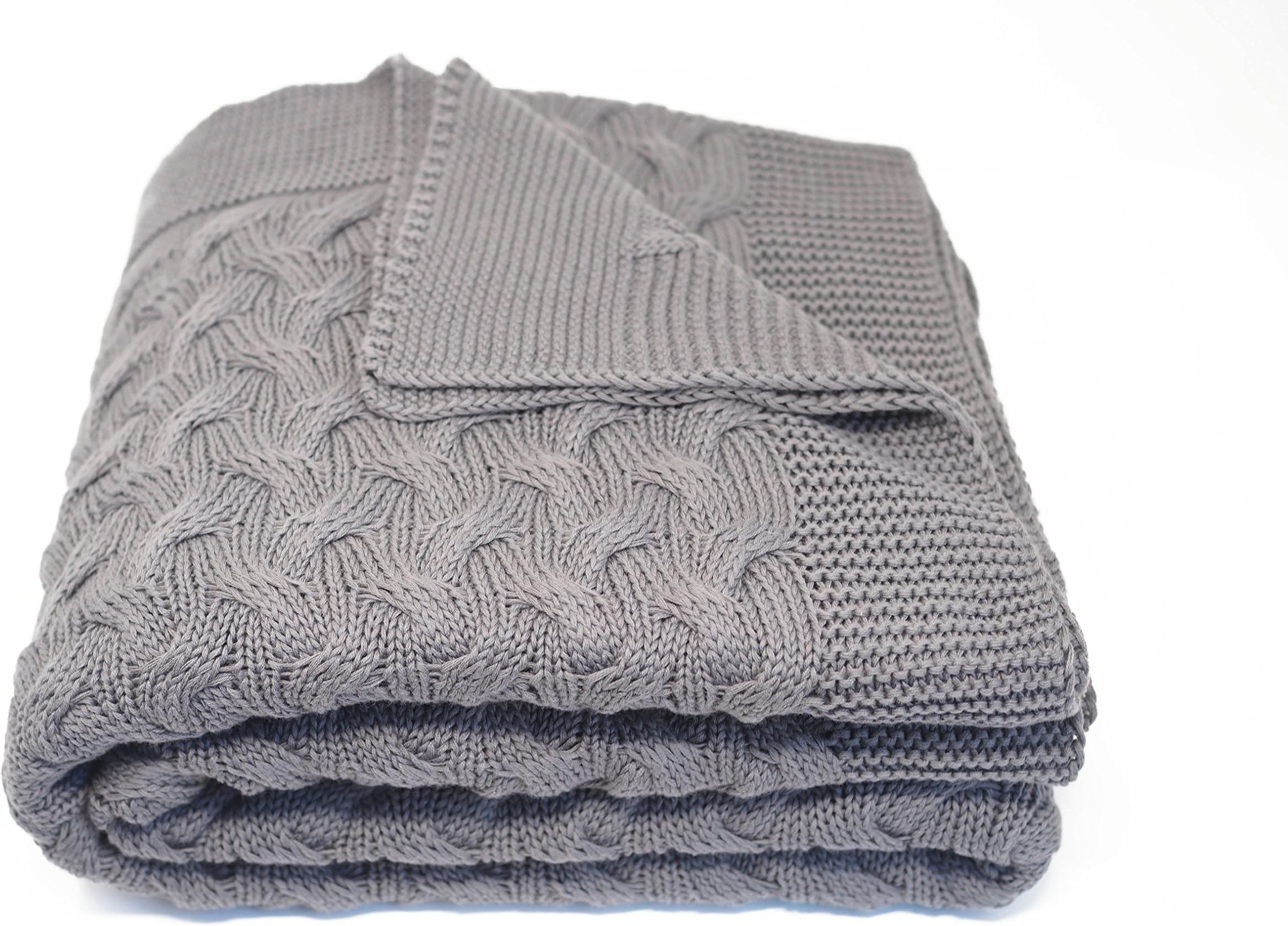 Kuprum Cotton Throw Blanket - Turkish Blanket (100% Cotton) - Throw Blanket for Couch Sofa Bed - 51 x 67 Inch - Grey