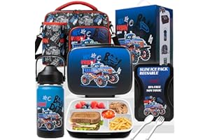 Oruiji Bento Box for Kids Lunch Box for Boys Bento Lunch Box for Kids Lunch Box Set with 5 Compartments Stainless Steel Water Bottle, Lunch Bag, Ice Pack Set Back to School Supplies