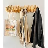 Flynt Ave. Modern Wooden Wall Mounted Coat Rack, 5-Hooks, Decorative Wall Hooks for Purse, Bags & Hats, Heavy Duty, Sturdy, Natural Oak, Pull Down Hooks, Easy to Install