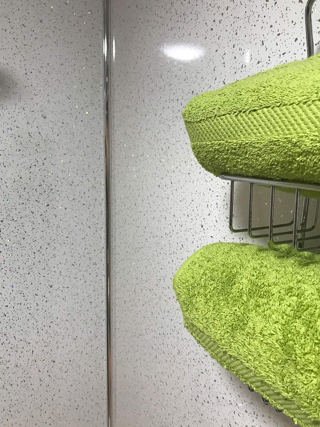 DBS White Sparkle 1m x 2.4m Shower Wall Panels Bathroom PVC Cladding Wet Wall, 100 x 240 cm - Image 4