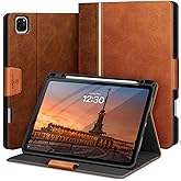 KingBlanc Case for iPad Pro 12.9 6th/5th/4th/3rd Generation 2022/2021/2020/2018 with Pencil Holder, Vegan Leather Bicolor Cover, Auto Sleep/Wake, Support Pencil2 Charging, Multi-Angle Viewing, Brown