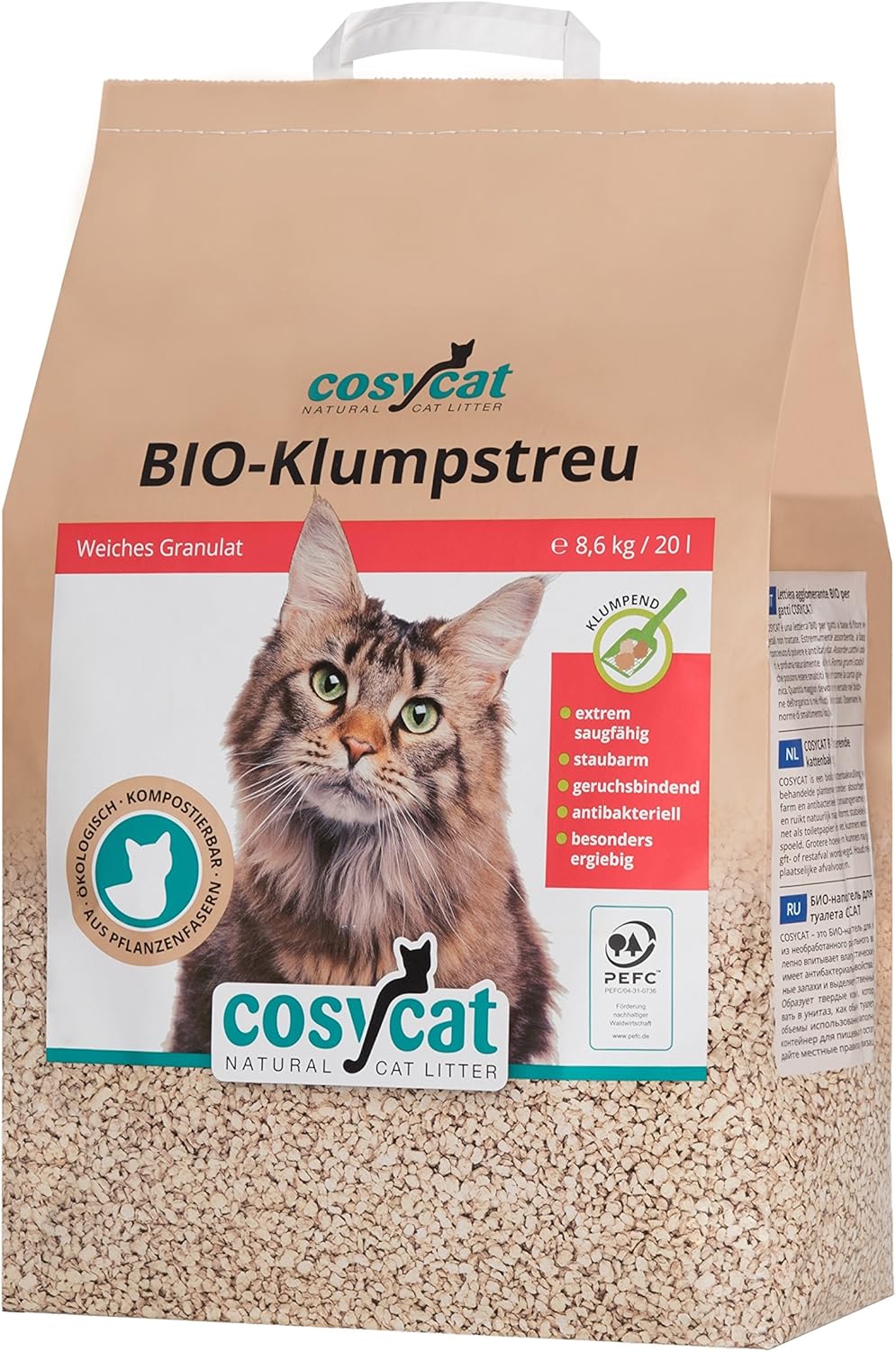 CosyCat Bio Katzenstreu klumpend 20 l, natürlich aus Holz: Amazon.de ...