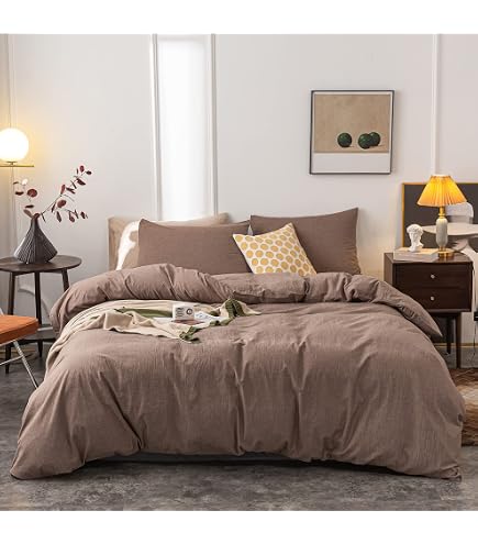 Linen Cotton Blend Duvet Cover Set King Size Beige
