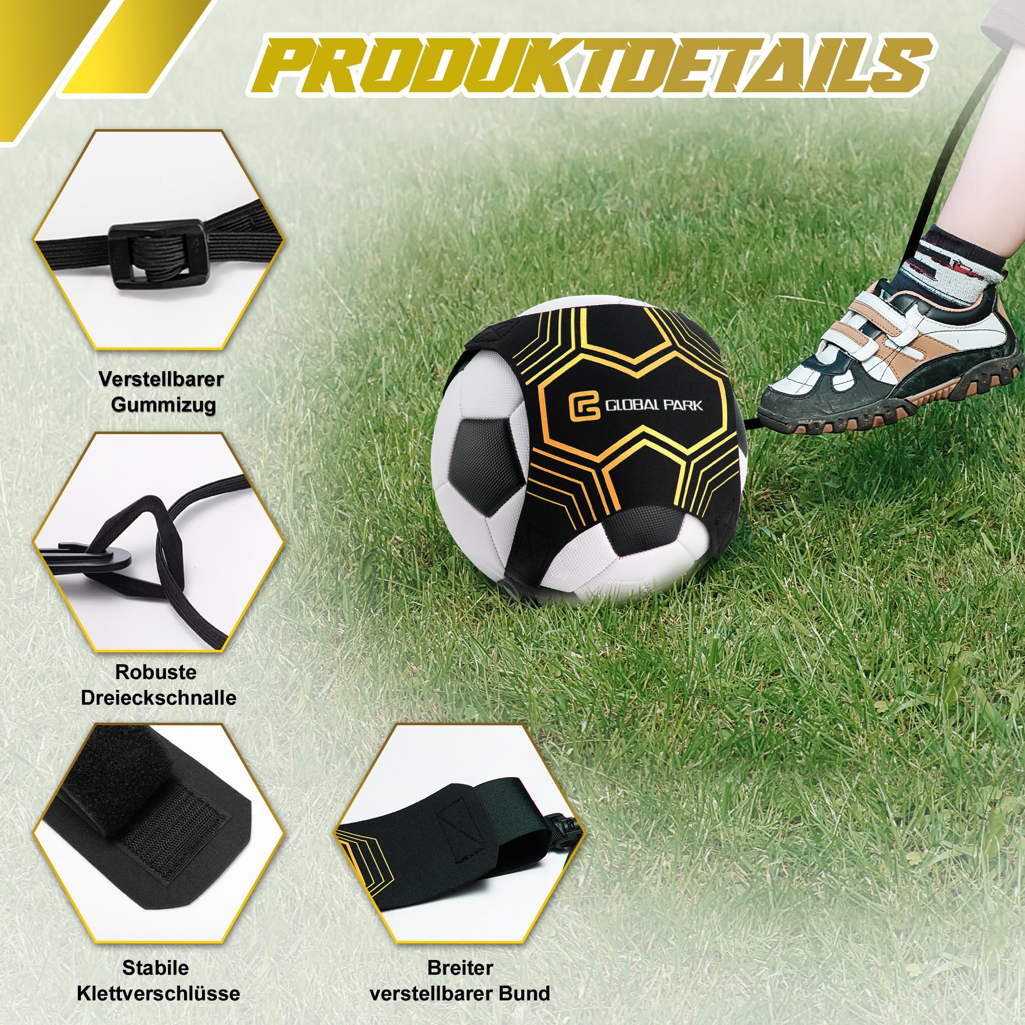 Fußball/Volleyball/Rugby Kick Throw Trainer Solo Praxis Training Aid Control Fähigkeiten Verstellbar (schwarz) 2