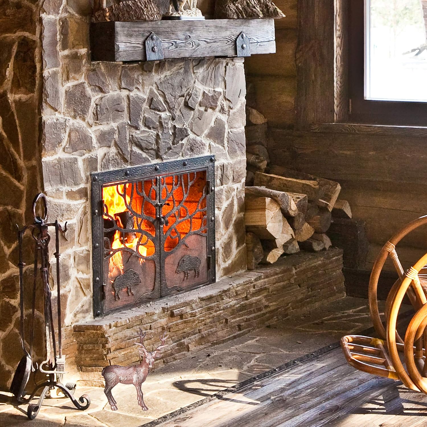 Relaxdays Deer Ornament, Standing Decor Stag, Weatherproof, Garden, Balcony, Cast Iron, Statue