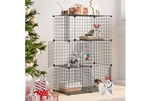 LotFun Cat Cages, 3-Tier Cat Enclosure DIY Cat Kennel Detachable Patio Metal Wire Cat Playpen with Hammock for 2-3 Cats for Ferret, Squirrel and Small Animals