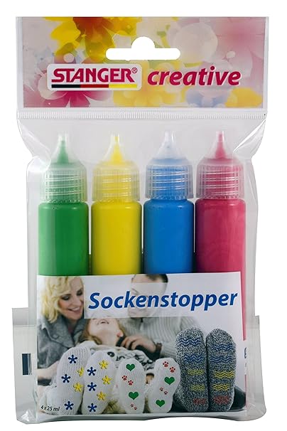 Stanger 900006 Creative Sockenstopper Set, Grün/Gelb/Blau/Rot