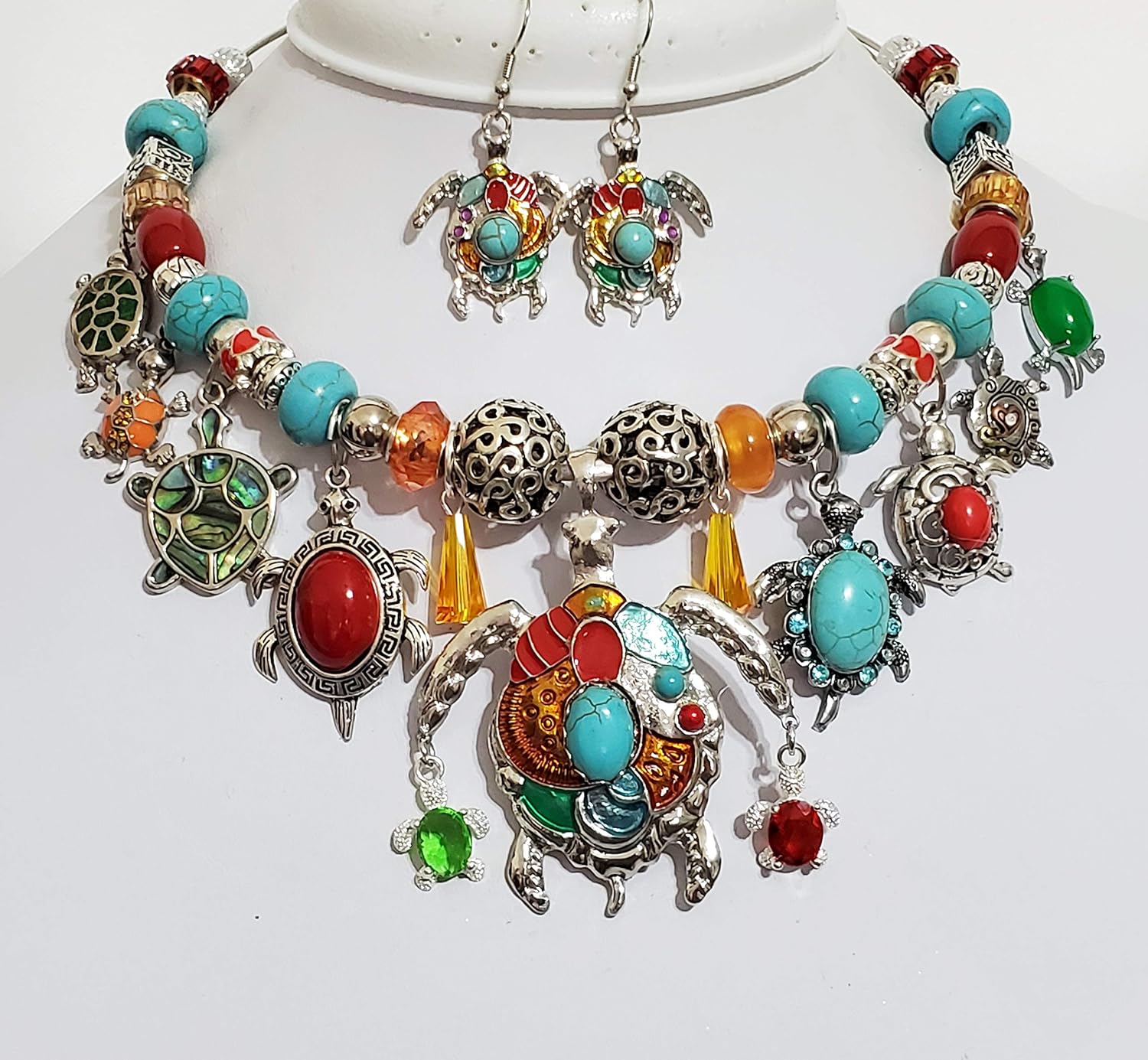 Colorful Turquoise Enamel Nautical Necklace
