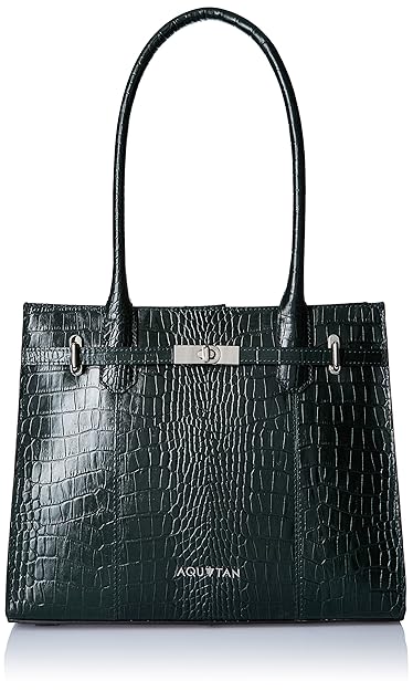 Aquatan Womens Jetsetter Large Croco Leather Workbag Dark Emerald Green AT-L-04