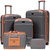 Cobens Expandable Luggage Sets 5 Piece with Detachable Spinner Wheels and TSA Lock,ABS Hard Case Suitcases with Wheels,Carry On Luggage Set