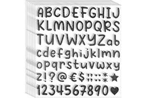 Waynoda 790 Pieces 10 Sheets Letters Stickers Self Adhesive Glitter Letter Alphabet Number Stickers for Classroom Decor,Grad Cap Decoration,DIY Crafts Art Making,Home,Business(Black, 1 Inch)