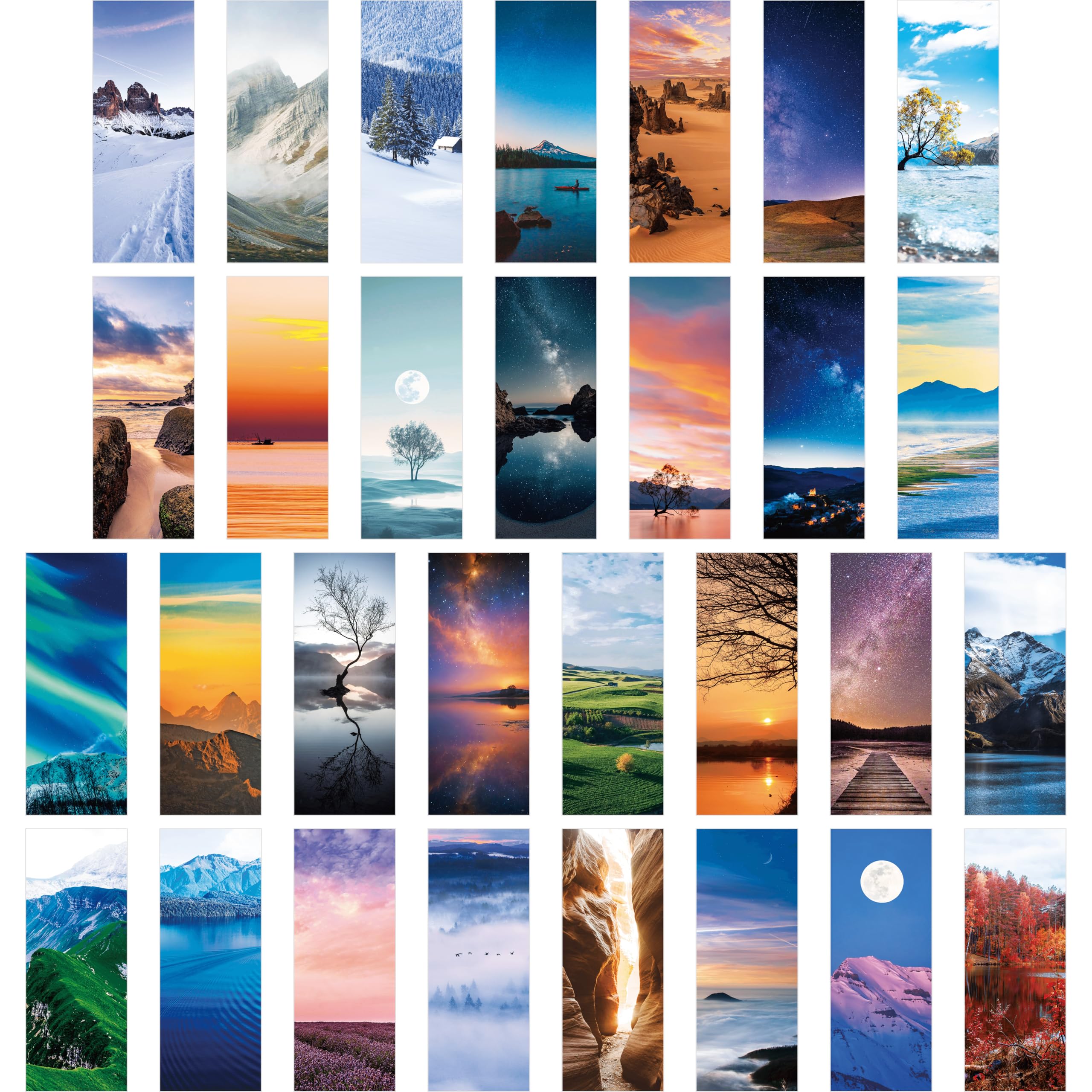 Photo 1 of 120 PCS Landscape Bookmarks, 30 Designs Double Sided Printing Paper Bookmarks Scenery Book Markers with PET Film for Primary Middle High Reading Students, Book Lovers (2.4” x 6.1”)