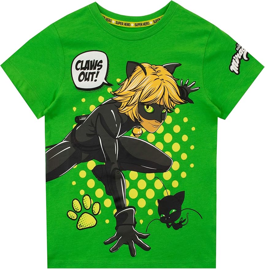 Miraculous Camiseta de Manga Corta para niños Cat Noir Amazon.es Ropa