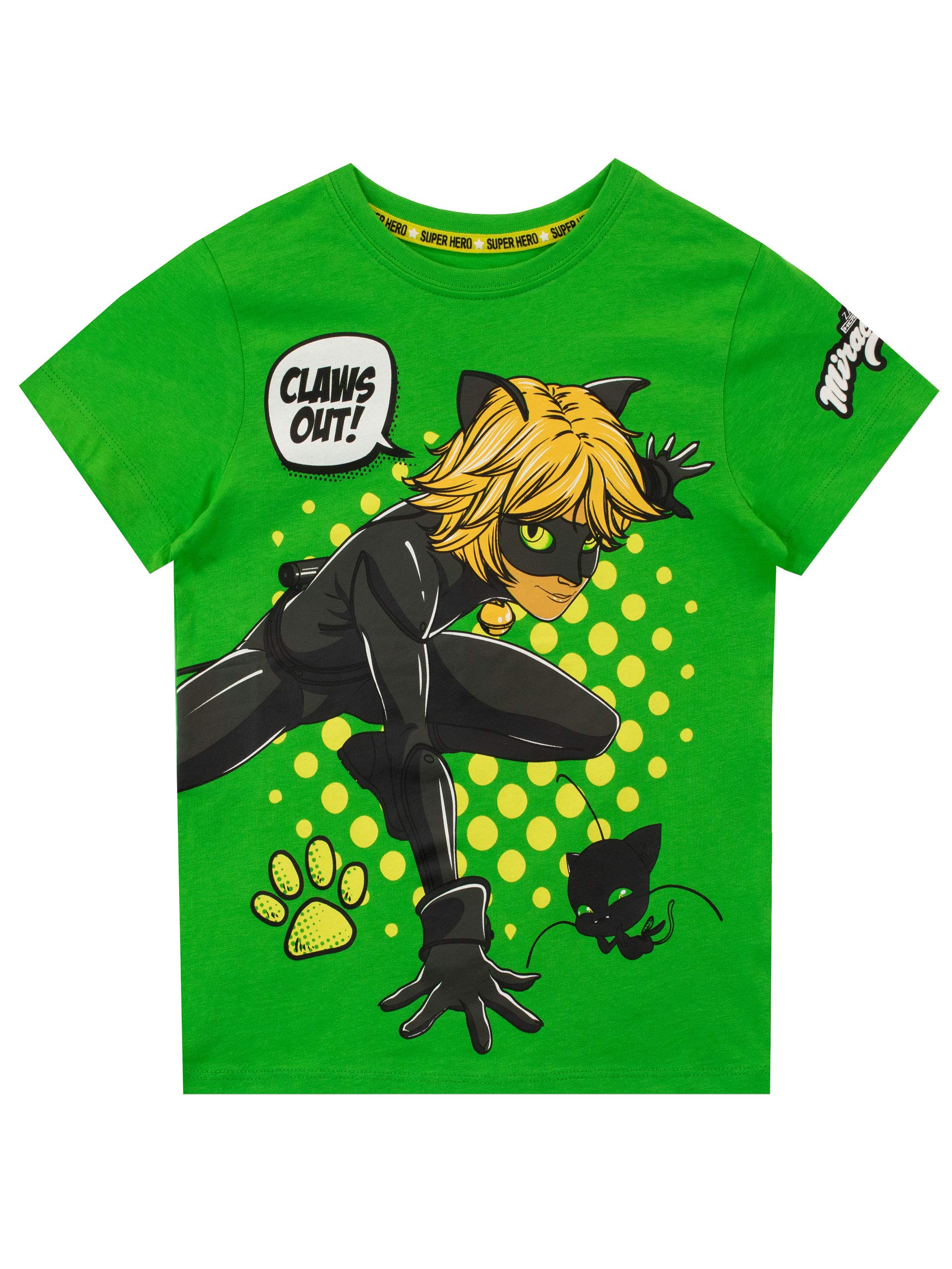 Miraculous Boys Cat Noir T-Shirt Green Age 10 to 11 Years