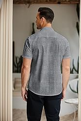 COOFANDY Men's Untucked Shirts Short Sleeve Button
