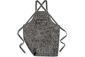 Vammcht Denim Apron with Pockets for Hair Stylist Gardening Craftsmen Barista Women Hairdresser Jean Work Apron Cross Straps