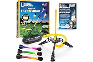 National Geographic Air Rocket Toy – LED Rocket Launcher for Kids, Jump & Launch Air Powered Foam Rockets up to 30.5 Meters, 