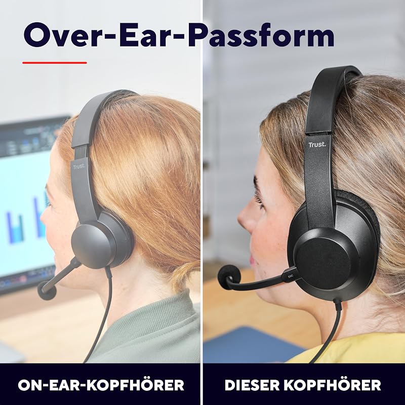 Ayda Max USB Headset mit Mikrofon Over-Ear, Noise Cancelling Mikrofon