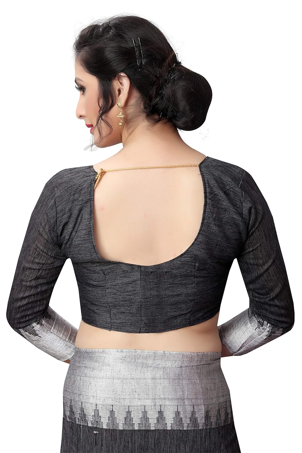 perfectblue women's linen saree with blouse piece (vanshi9kalinevariation)