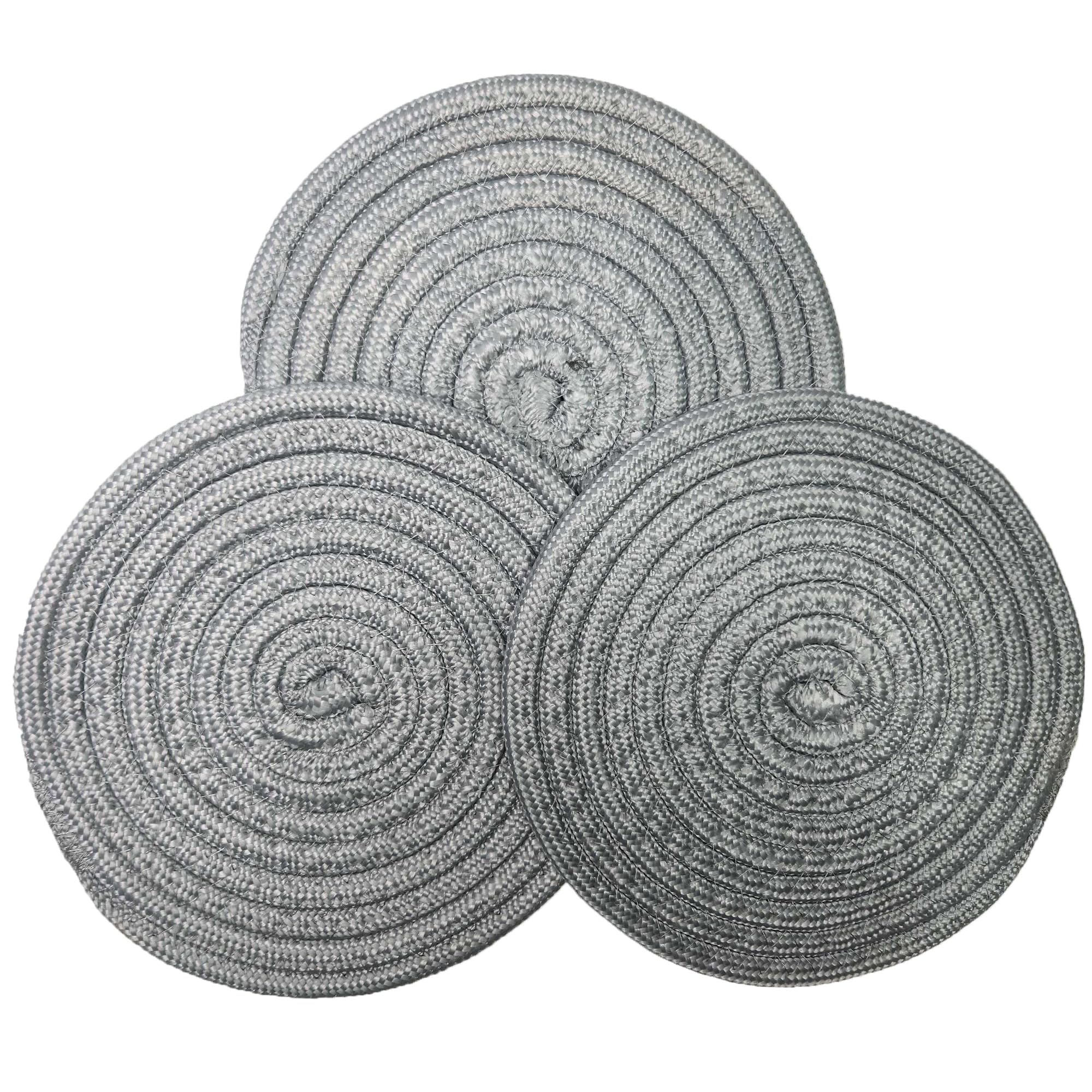 Photo 1 of 8 Inch Recycled Woven Trivets – Eco Lifestyle – Set of 3 Placemats for Hot Pots and Pans Made Completely from Recycled Materials – Woven Trivets for Hot Dishes - Light Gray