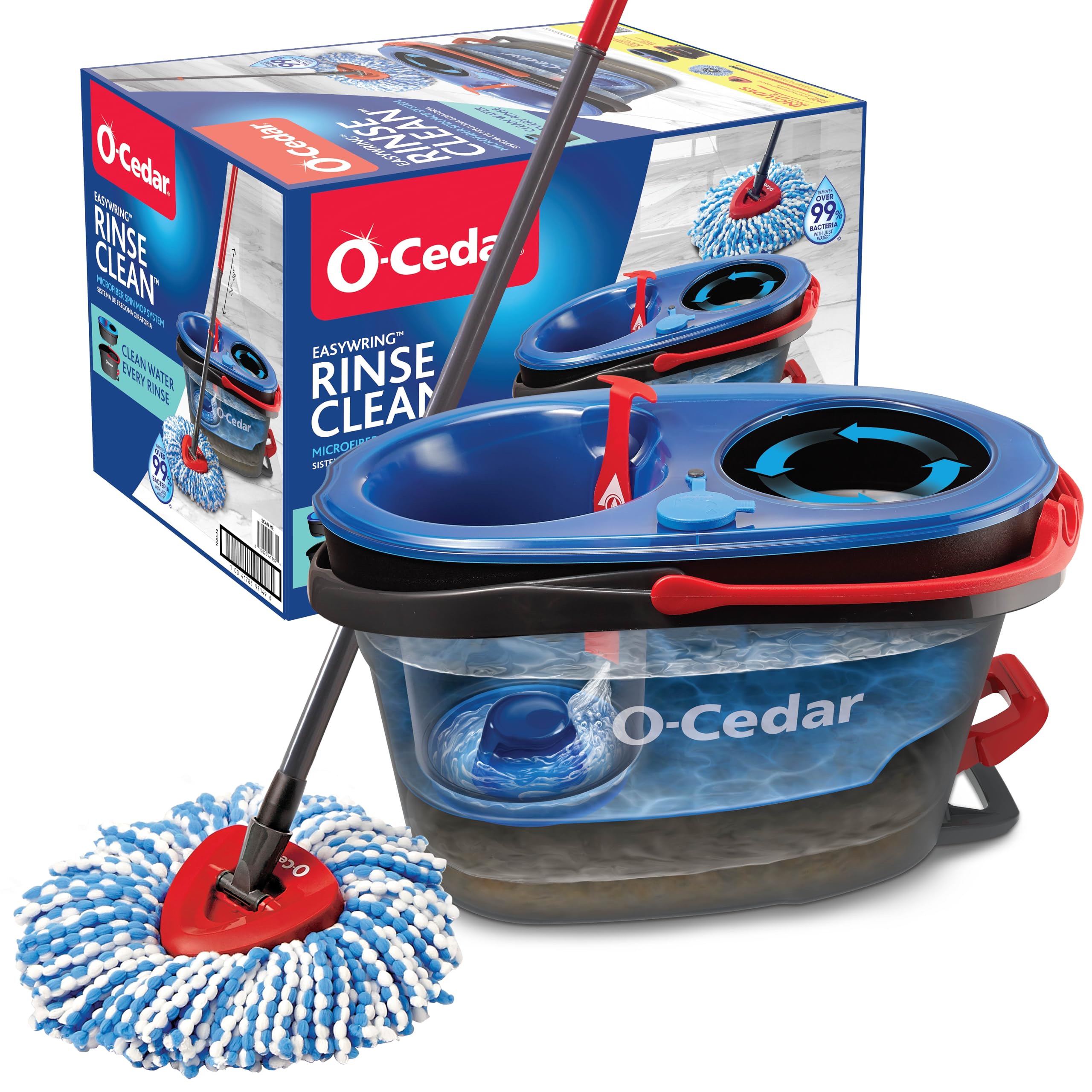 Photo 1 of O-Cedar RinseClean Spin Mop & Bucket System | Clean with Clean Water | Removes 99% of Bacteria