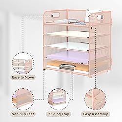 SUPEASY 2 Pack 5-Tier Pink Desk Organizer with