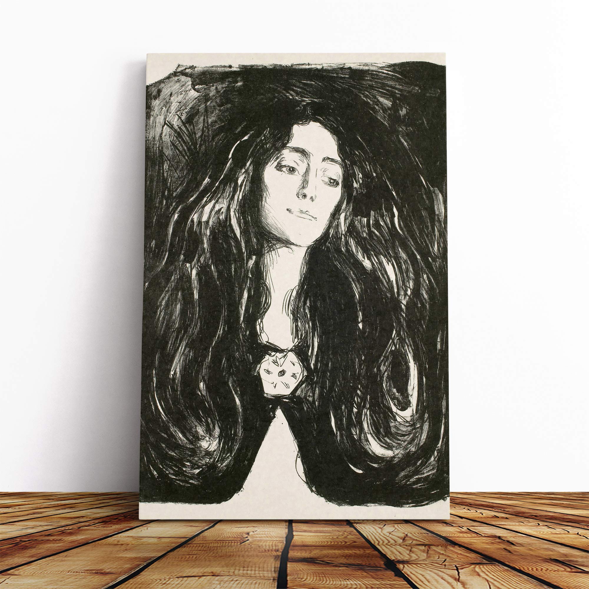 Edvard Munch Eva Mudocci Canvas Print | Gallery Wrapped 30mm Frame Wall Art | 20x14 inches | Ready to Hang | Modern Picture | Living Room Bedroom Lounge Office