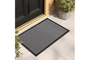 Mibao Front Door Mat, Heavy Duty Durable Welcome Mat for Outdoor Indoor, Dirt Trapper Waterproof Super Absorbent Door Mat for Entryway Outside Patio Porch, 29.5" x 17", Light Grey