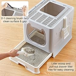 Suhaco Cat Litter Box with Lid Covered Top Entry