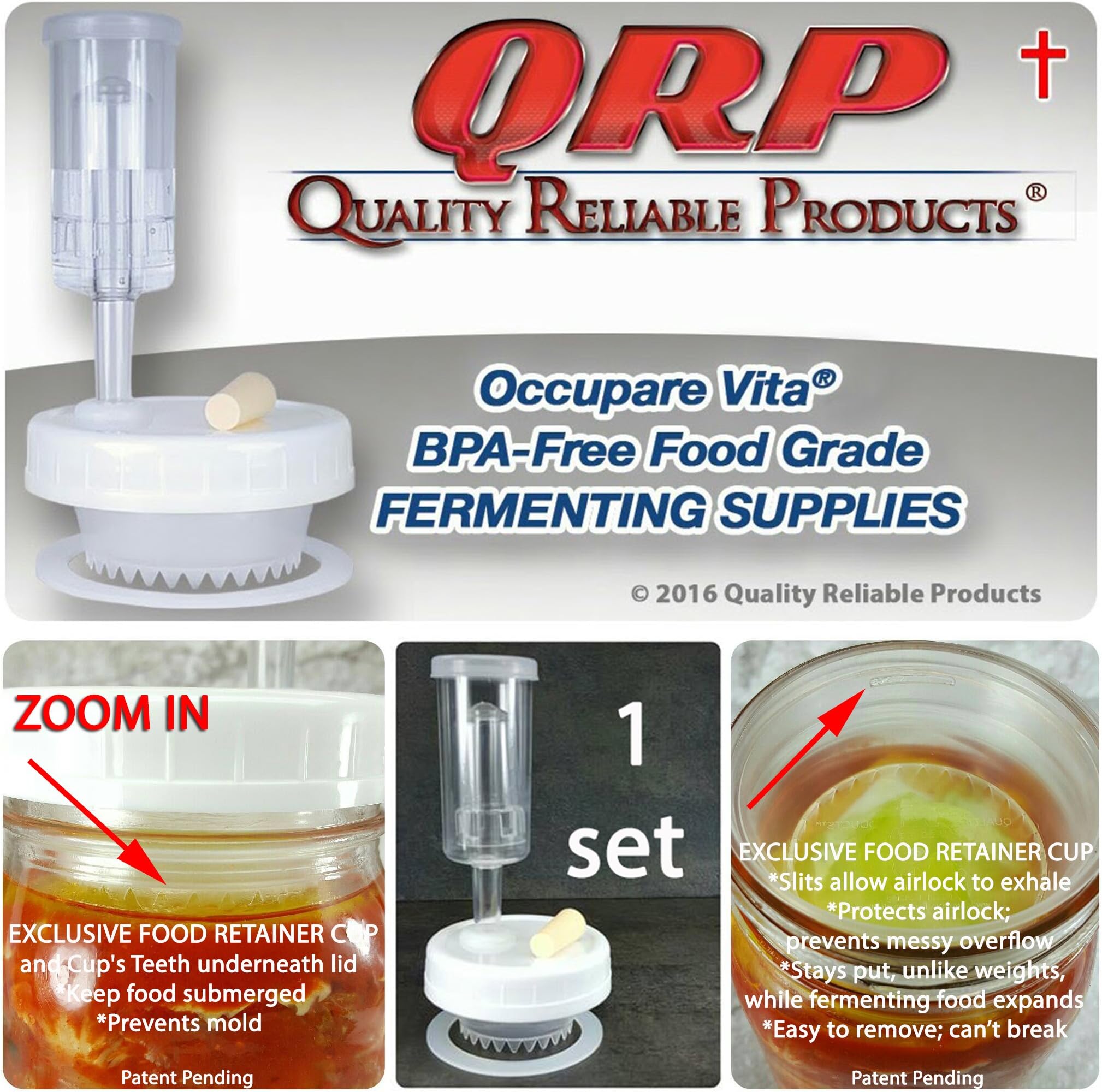 1 QRP STARTER KIT Mason Jar ANAEROBIC FERMENTATION LID w/ installed Grommet, Seal, Stopper, & Airlock (1-2" REGULAR MOUTH)