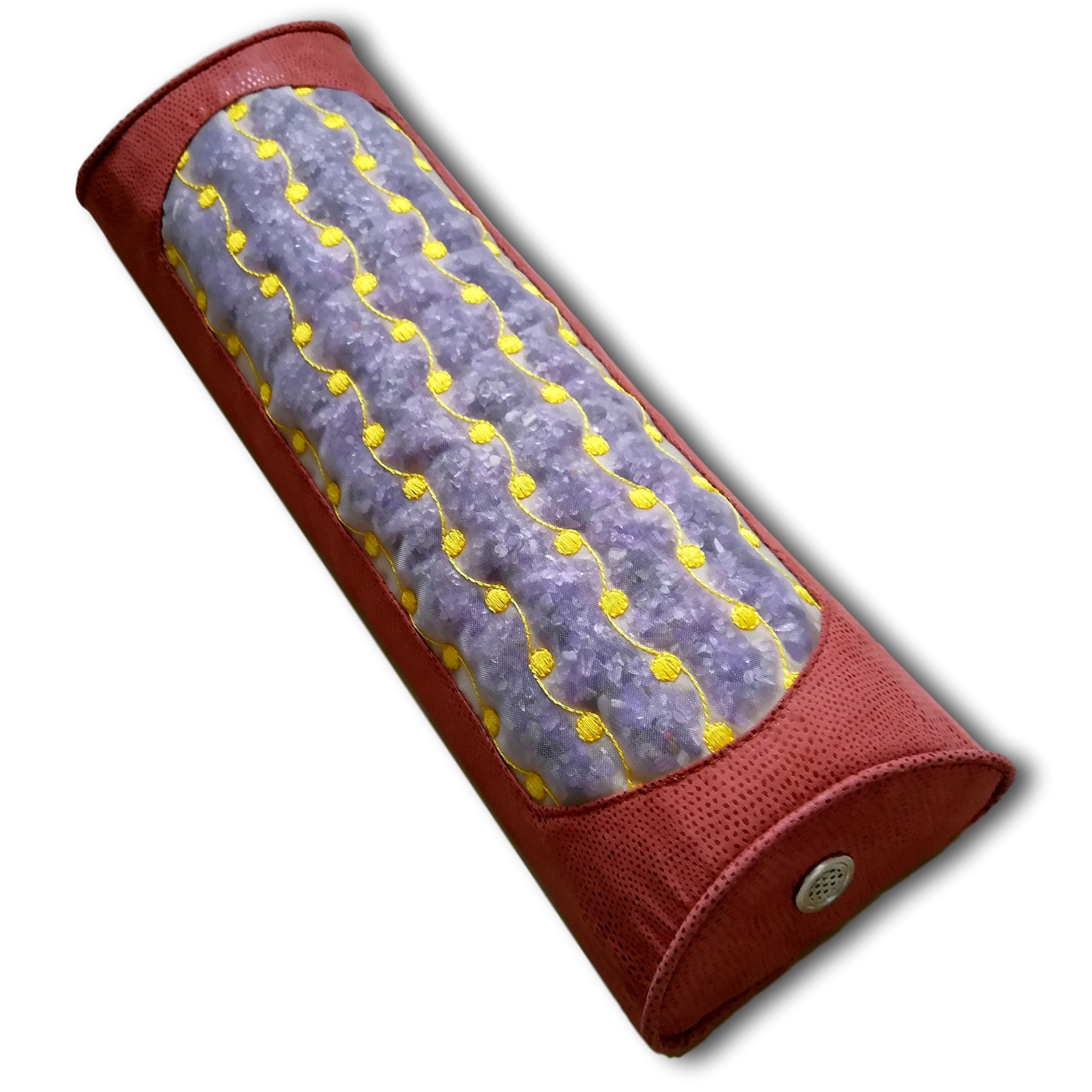 MediCrystal Far Infrared Gemstone Pillow - with Natural Crystals - Negative Ion - FIR Heat - Non Electric Reddish Brown 16 L x 5" W x 3 H FIRM