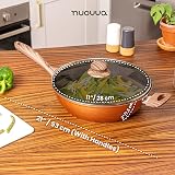 nuovva Non Stick Frying Pan Induction Saute Pan 28cm with Lid Copper Marble view 4