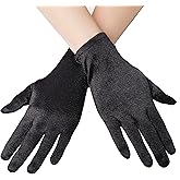 EORUBE Short Opera Satin Gloves for Women - Wrist Length Banquet & Tea Party Gloves