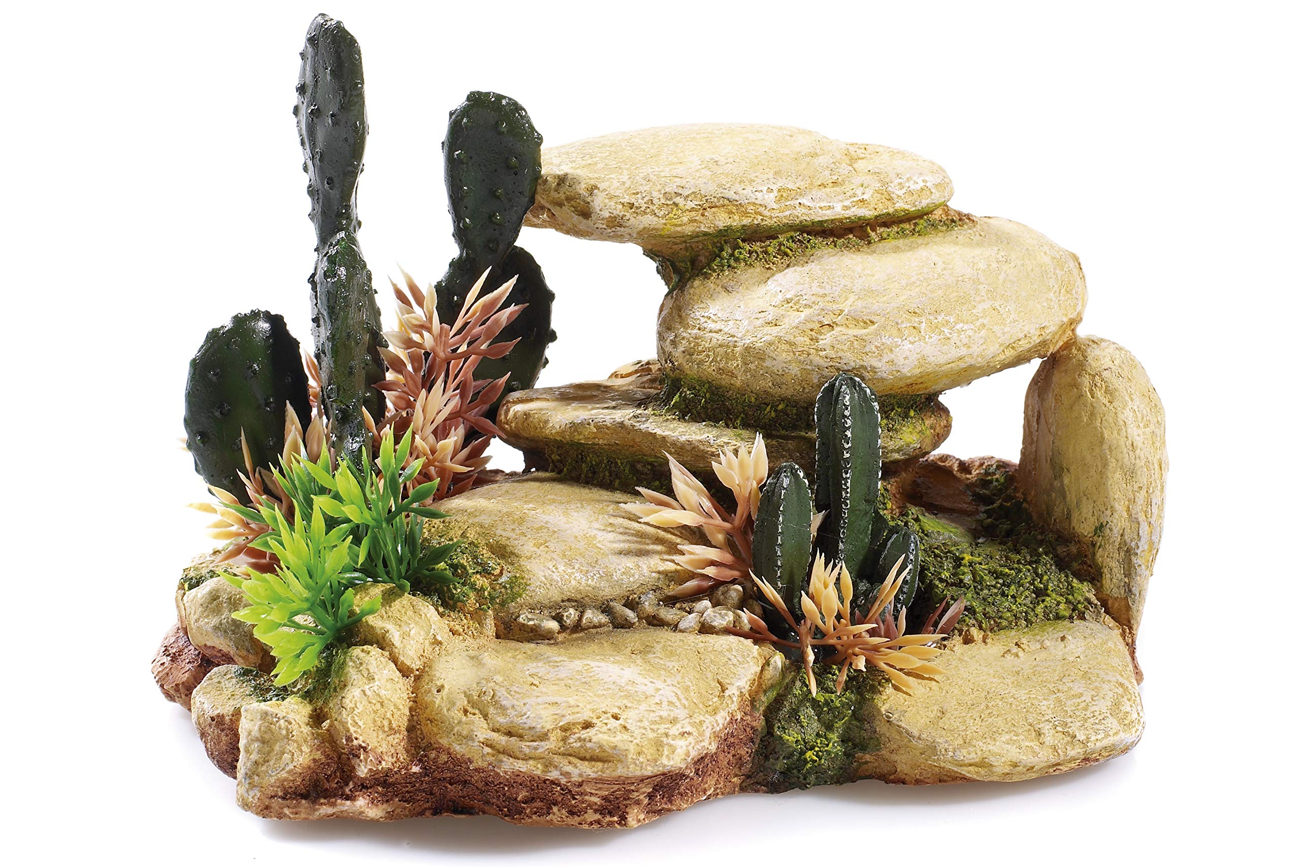 CLASSIC Ornamental White Stone And Cactus Aquarium Ornament 15cm