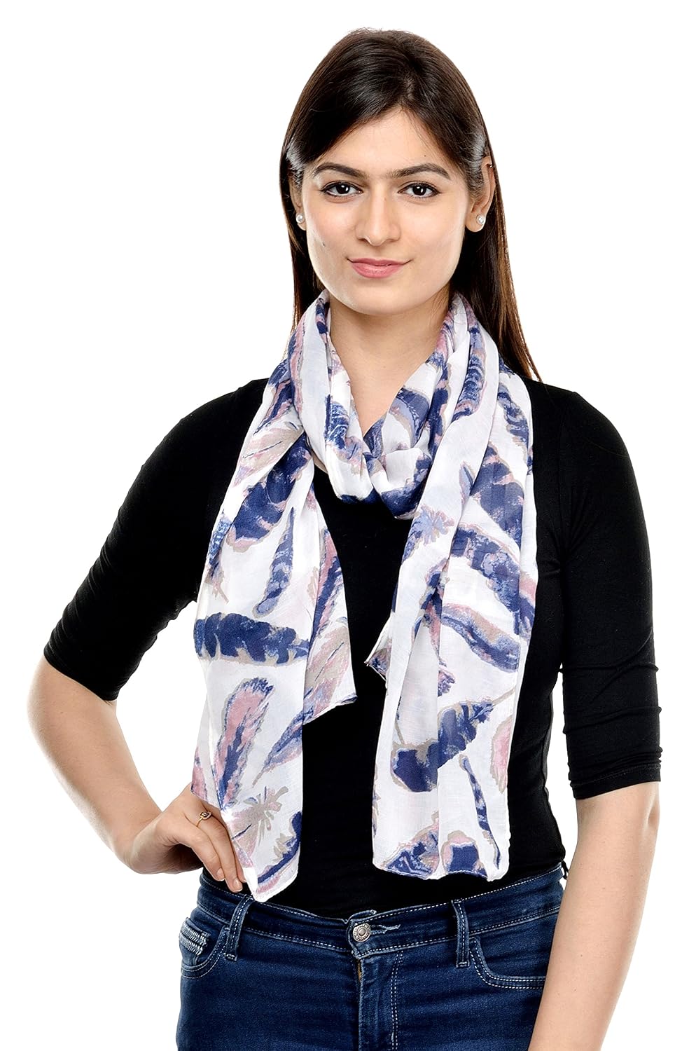weavers villa multicolor premium poly cotton summer trendy designer scarf, stoles, dupattas (feather)