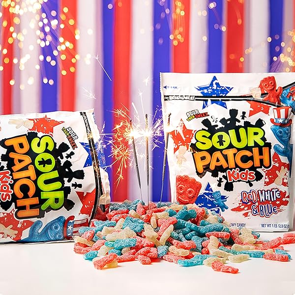 SOUR PATCH KIDS RED, WHITE & BLUE SOFT & CHEWY GUMMY CANDY, BULK CANDY, 1.8 LB