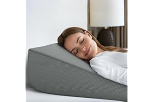 BEKWEIM Bed Wedge Pillow | Unique Curved Design for Multi Position Use | Memory Foam Wedge Pillow for Sleeping | Works for Back Support, Leg, Knee | Includes Cover Plus Extra Sheet (Dark Grey)