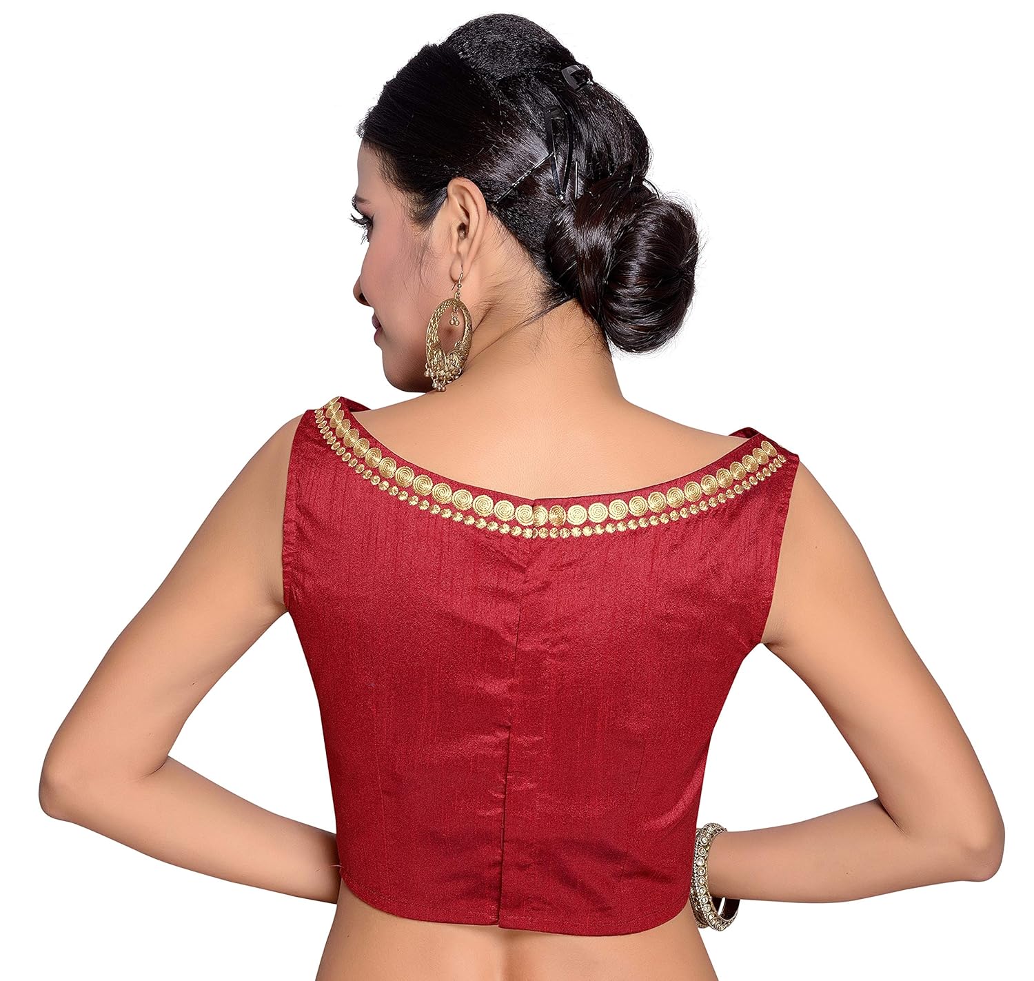 studio shringaar women's poly raw silk embroidered readymade saree blouse