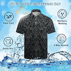Xdceu Men's Skull Polo Shirts Hawaiian Golf Polo