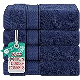 American Soft Linen Salem Washcloth Sets, 4 Piece Luxury 600 GSM 100% Cotton Washcloths for Bathroom, 13x13 inches Washrags Premium Quality Hand Face Towels, Navy Blue