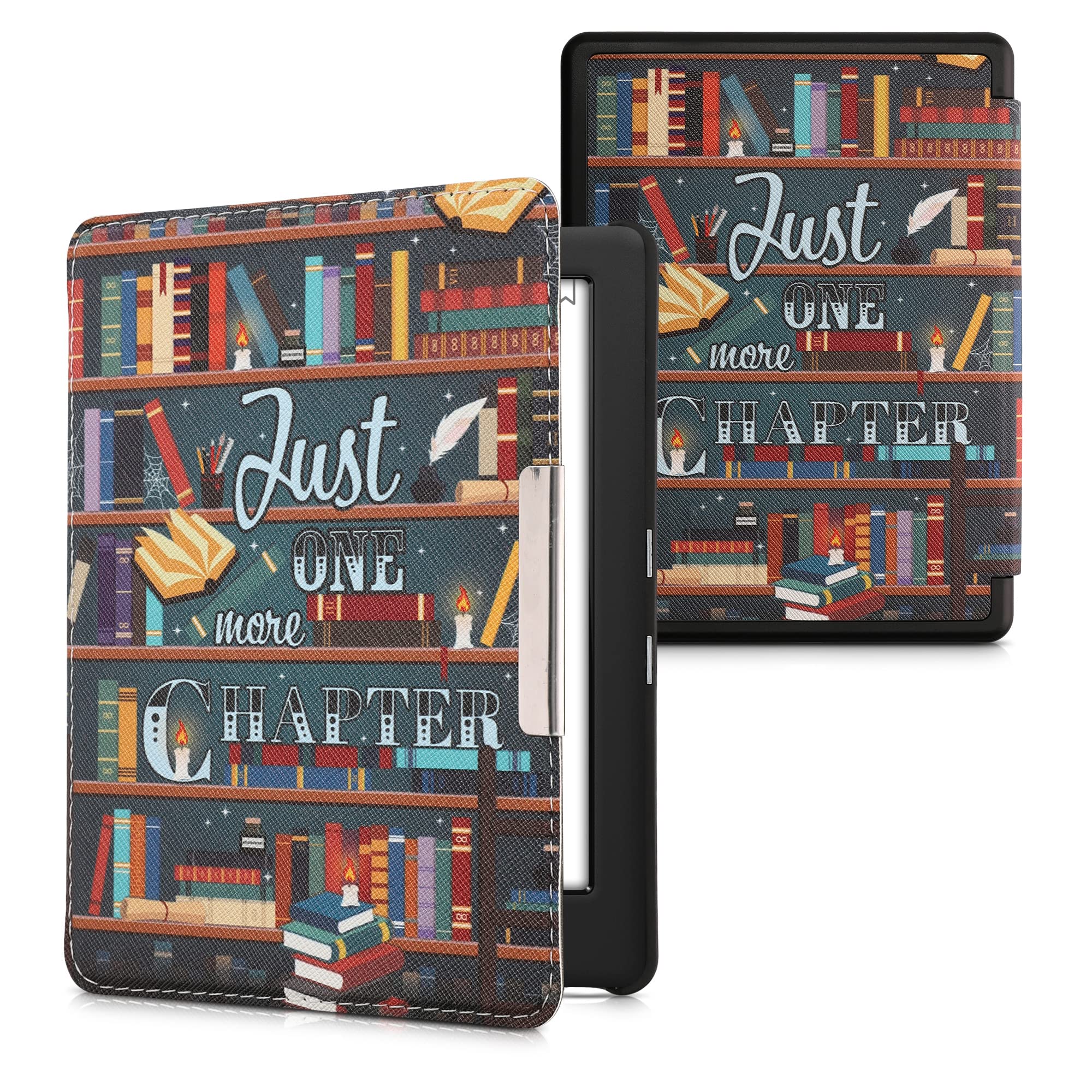 kwmobile Cover for Kobo Glo HD/Touch 2.0 Case - eReader Cover with auto sleep funktion - Library Motto with Multicolor