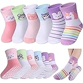 LANLEO Baby Non Slip Socks with Grippers Toddler Girls Boys Kids Grip Cotton Socks 6 Months-5 Year Old
