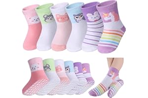 LANLEO Baby Non Slip Socks with Grippers Toddler Girls Boys Kids Grip Cotton Socks 6 Months-5 Year Old