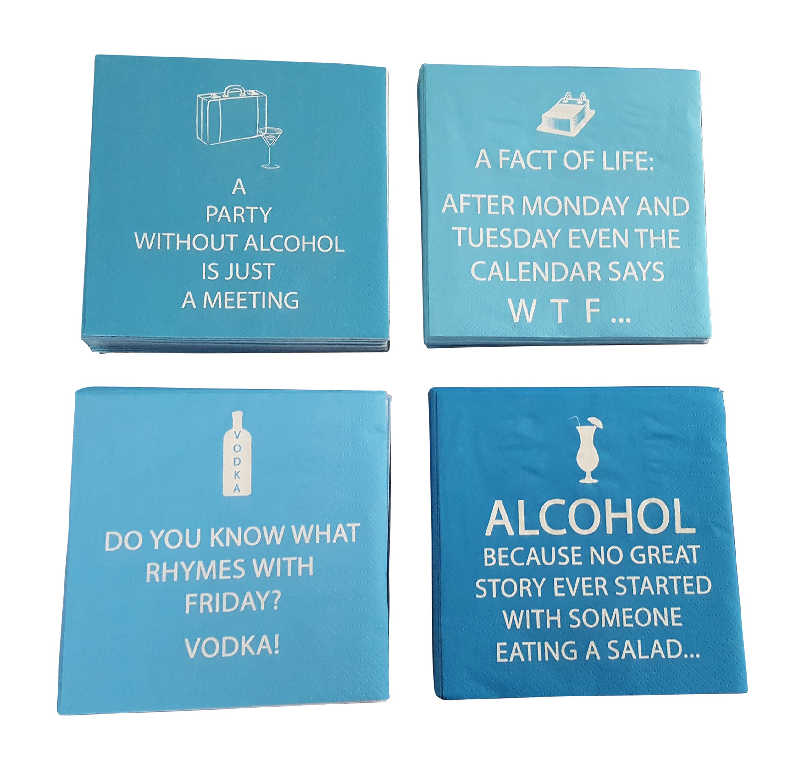 Wine Cocktail Napkins Funny Party Phrases Variety Pack 40