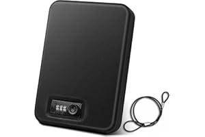 Sgorlds Gun Safe for Pistol Small Portable Handgun Lock Box with Combination Lock, Pistol Safe for Car, Home, Travel, 9.4" x6.6" x1.8",Black