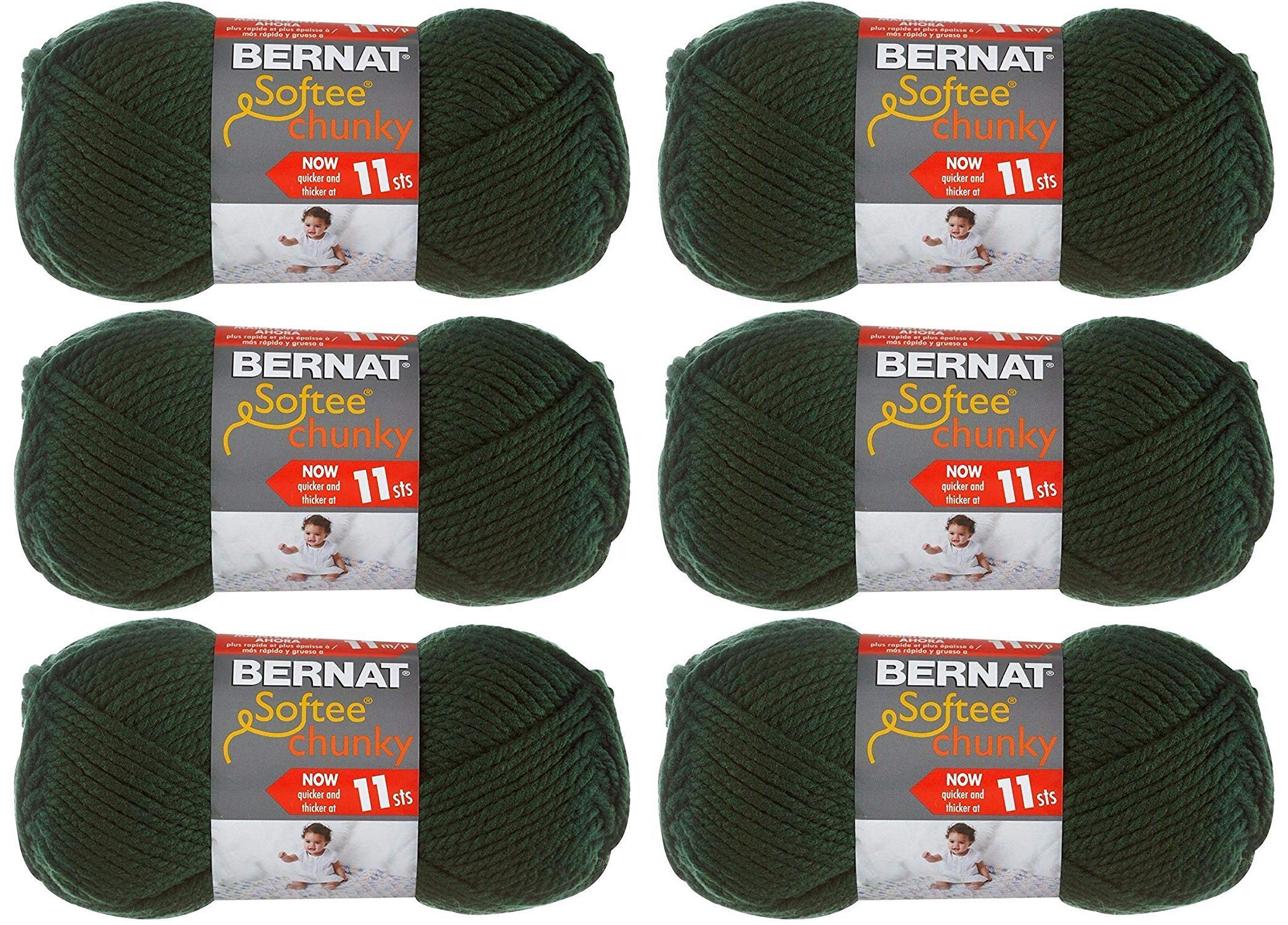 BERNAT SOFTEE CHUNKY- PACK OF 6 BALLS - 100G EACH BALL - DARK GREEN