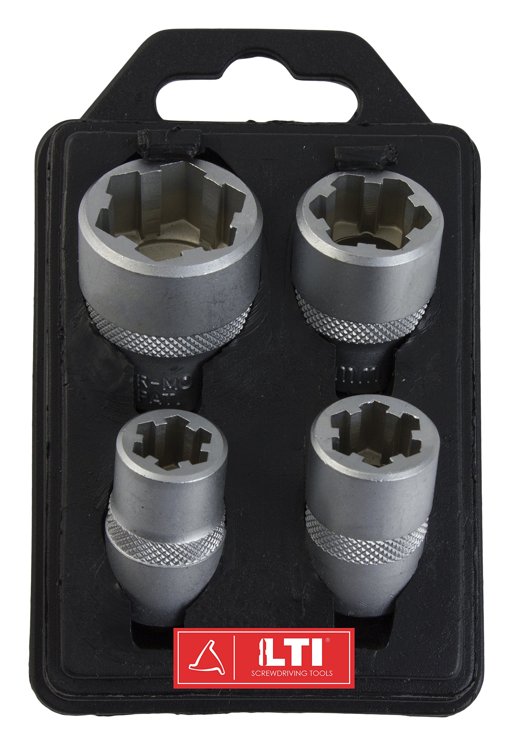 Krino 66036005 Set 4-Piece Damaged Bolt EXTRACTORS with 3/8" Attachment, Steel