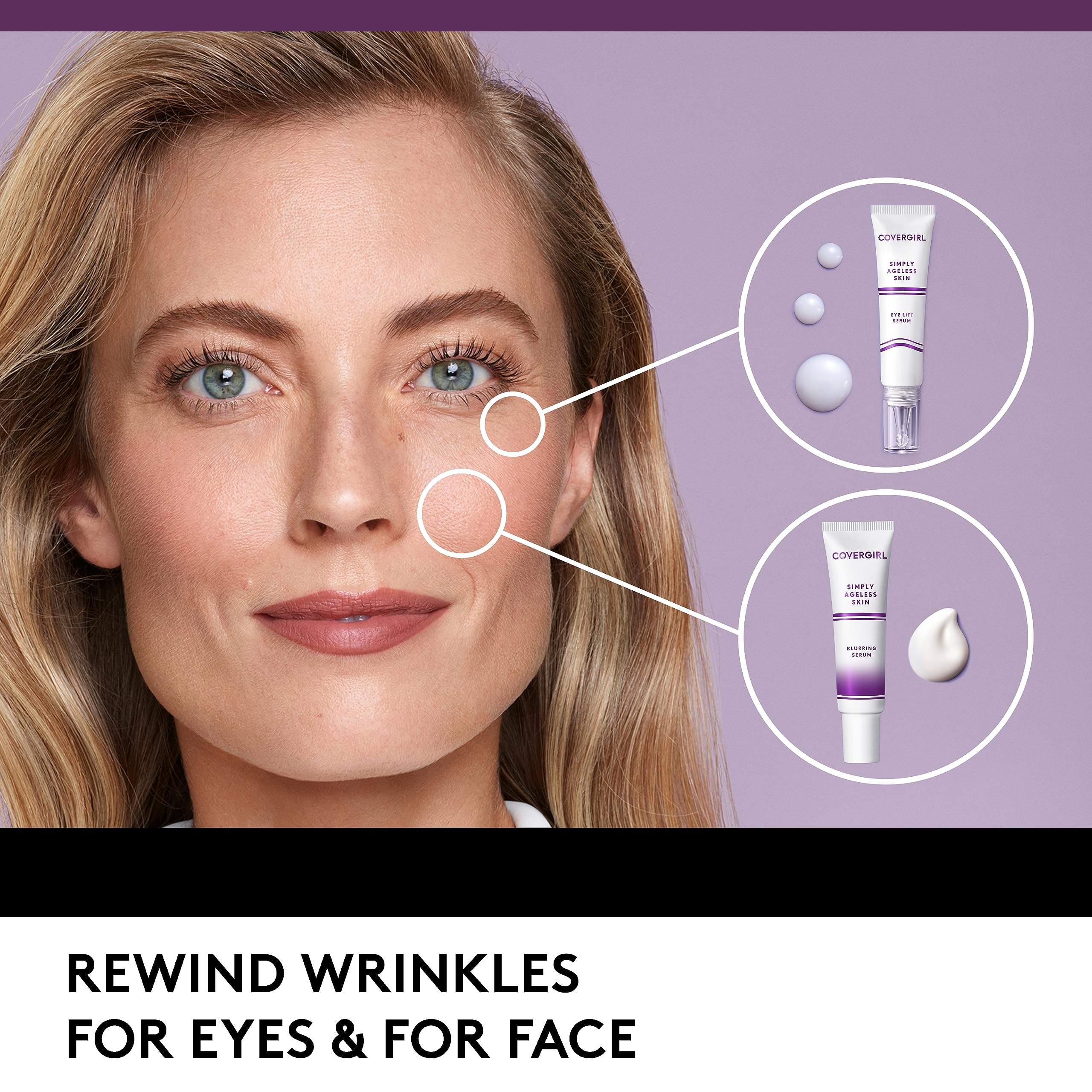 COVERGIRL Simply Ageless Skin Eye Lift Serum, Reduces Wrinkles, 1 Pack, 0.92 Oz ,Serum, Face Serum, Skin Tightening Serum, Anti-Wrinkle Serum, Tighter Skin, Instantly Youthful, Works Well With Makeup