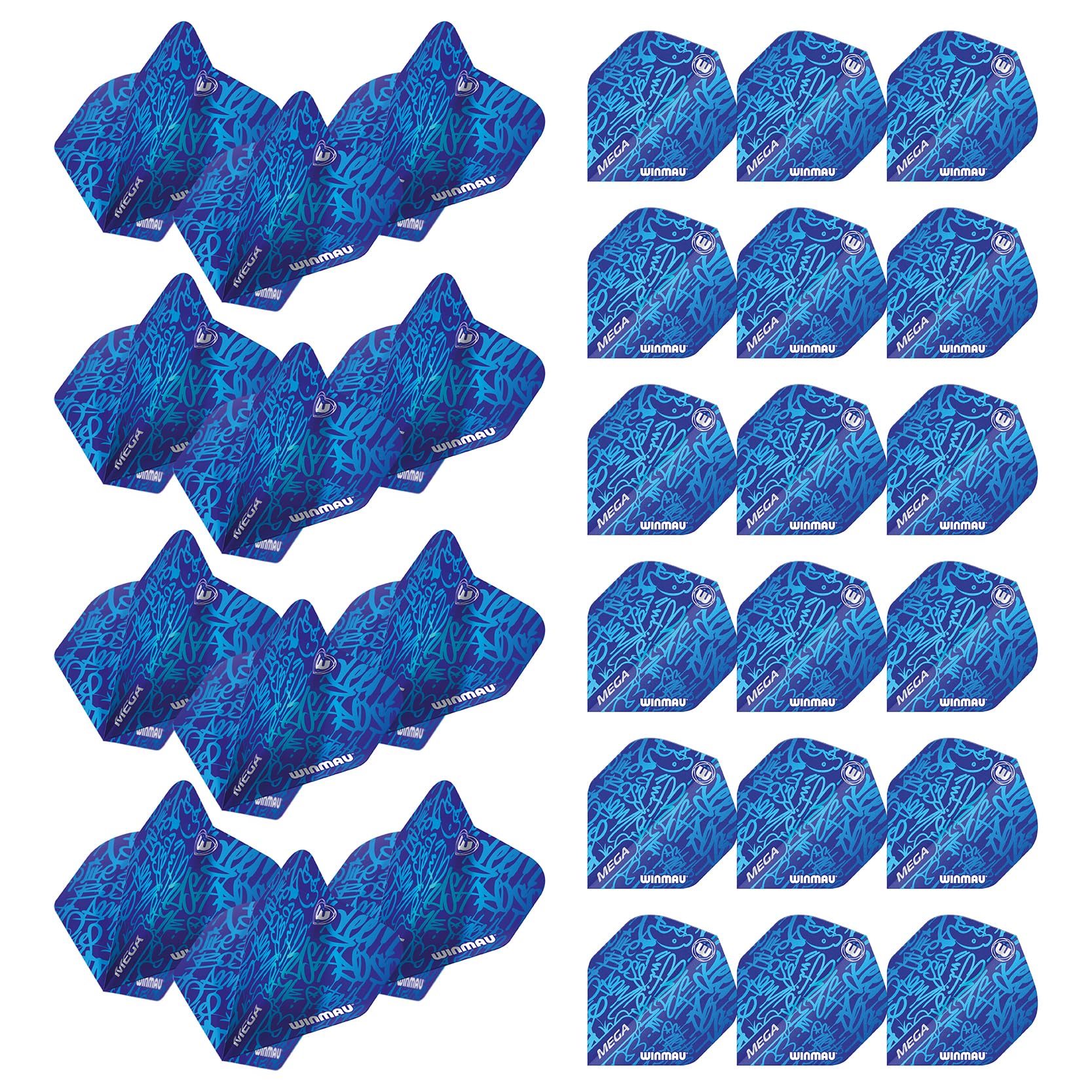 WINMAU Mega Standard Blue Extra Thick Dart Flights - 10 sets per pack (30 dart flights in total)