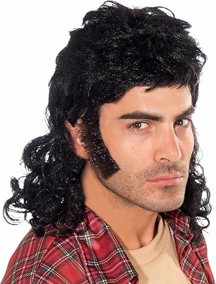 Amazon Com Forum Novelties Men S 90 S Mullet Wig Black One Size